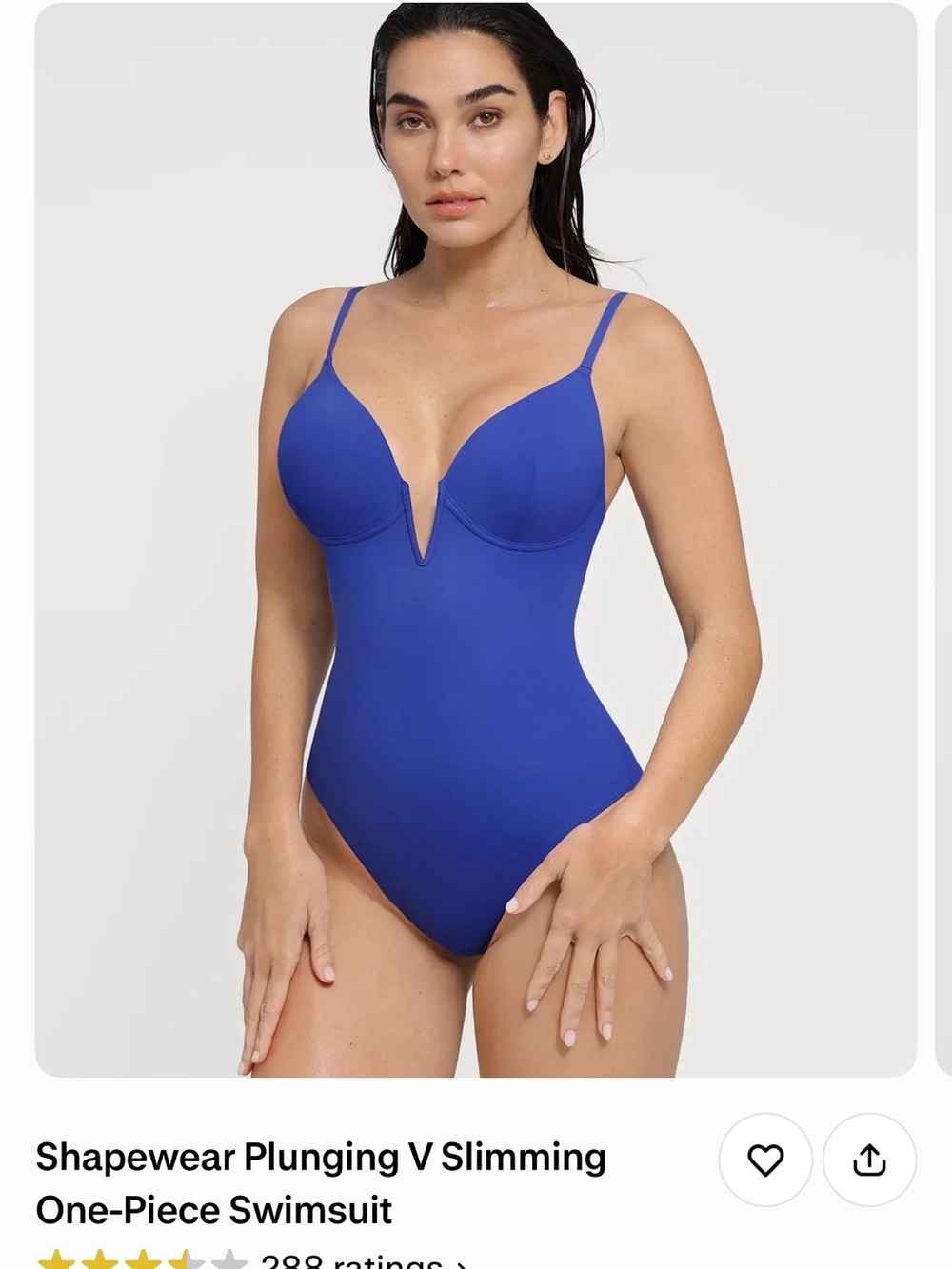 Popilush Women’s Plunging V One-Piece Swimsuit - Blue